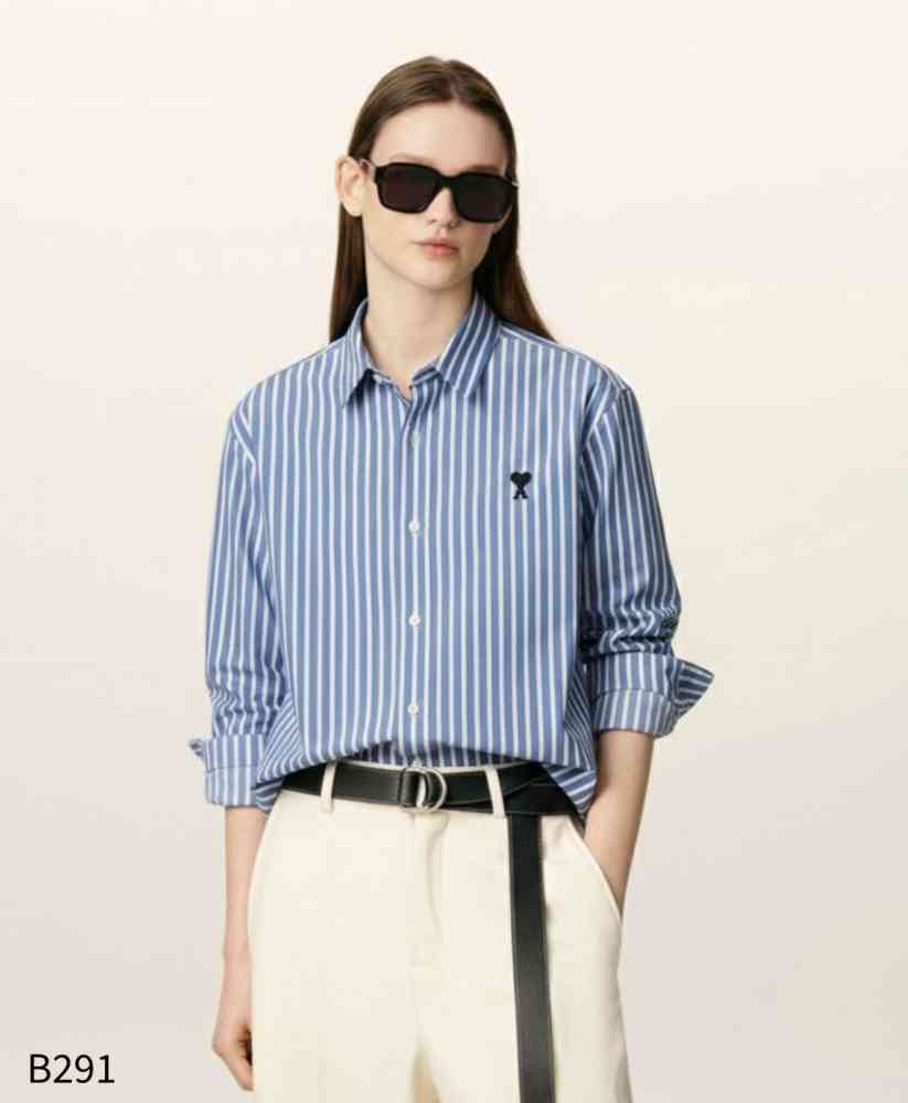 Blue Ami White Striped Women Shirt