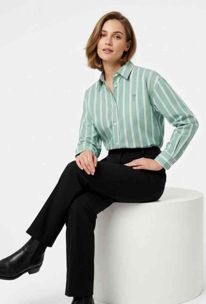 Green Ami White Striped Women Shirt