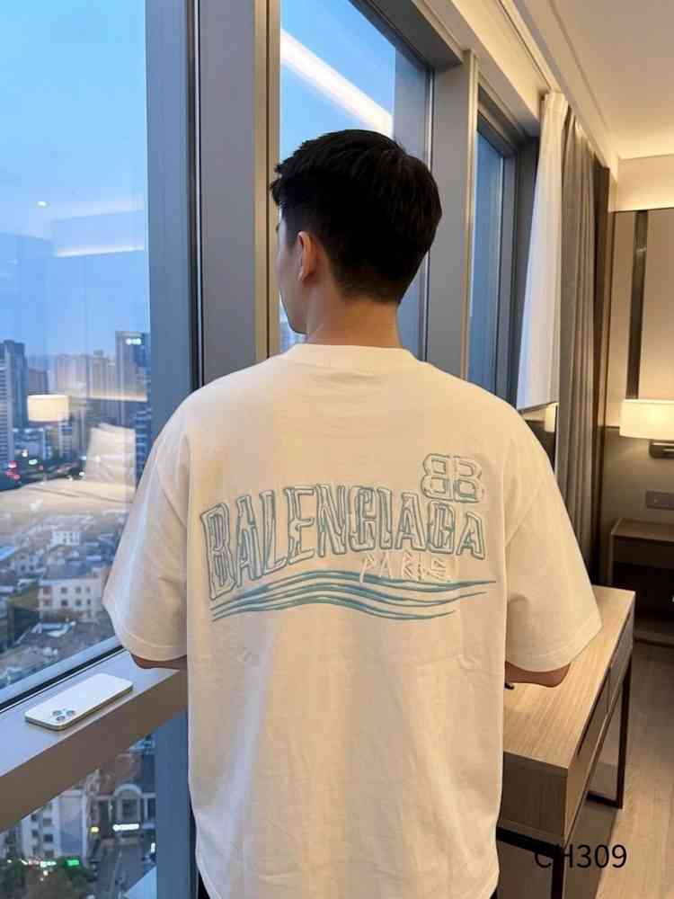 Balenciaga White Premium Quality Tees-thumb-2
