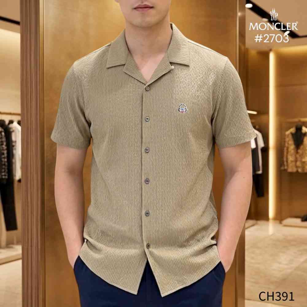 Moncler Brown Premium Quality Short Sleeve Shirt-thumb-0