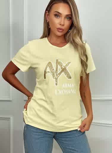 Armani Exchange Cream Premium Quality Women T-shirt-thumb-0