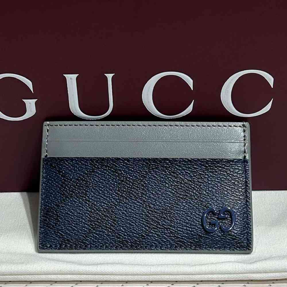 Gucci Double G Blue & Grey Premium Card Wallet-thumb-0
