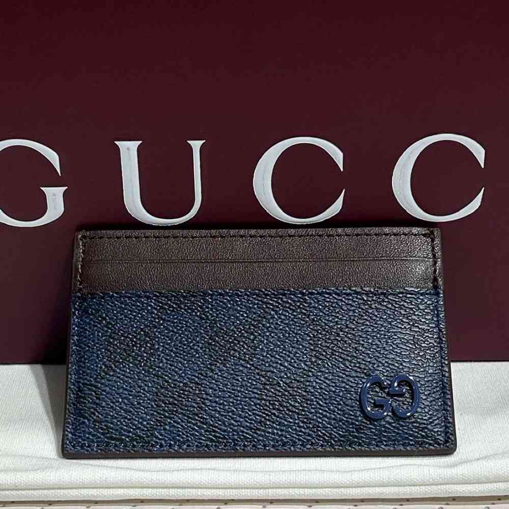 Blue & Brown Gucci Double G Grey Premium Card Wallet