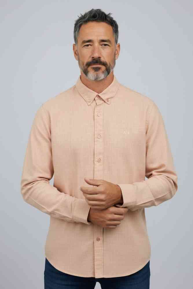 Pink Armani Exchange Blue Premium Quality Cotton Shirt