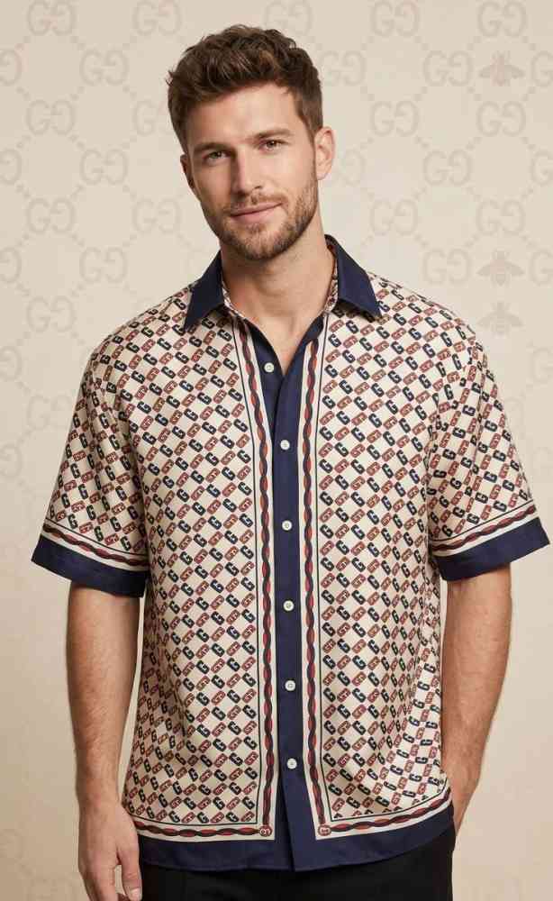 Gucci Brown Premium Quality Short Sleeve Shirt-thumb-0
