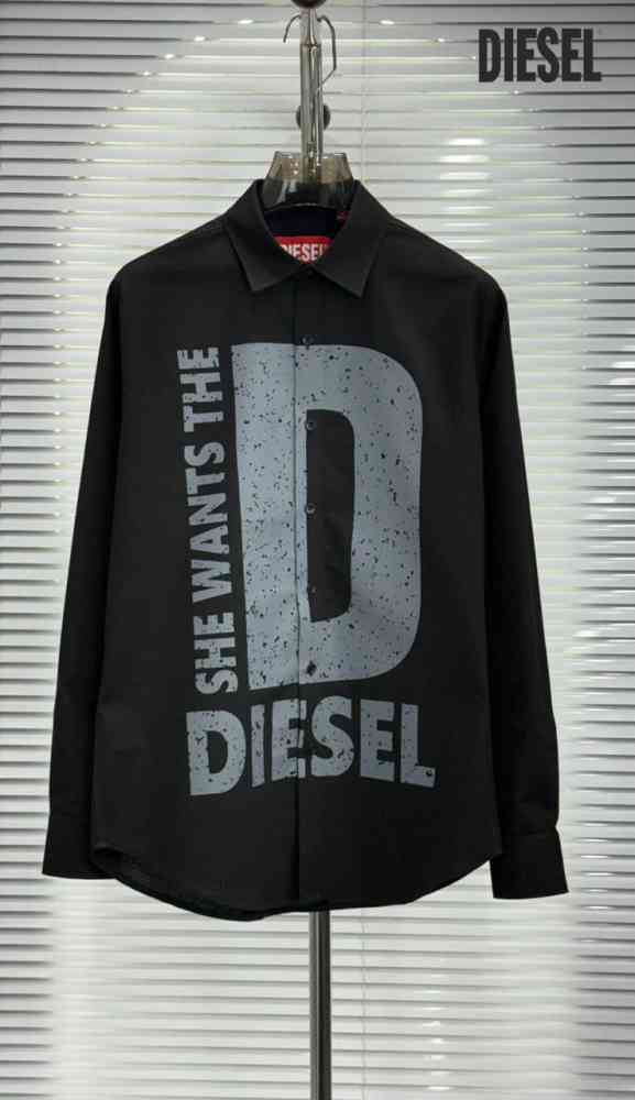 Diesel Embroidered Black Premium Cotton Shirt-thumb-0