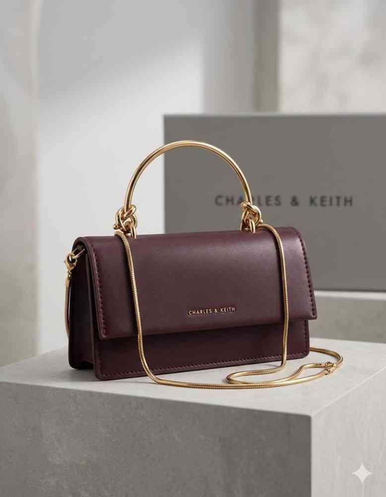 Charles & Keith Kerry Wine Mini Wallet Bag-thumb-1