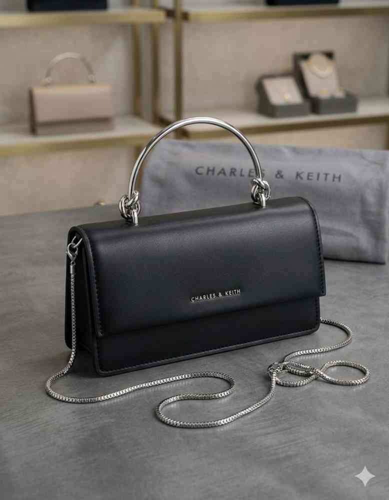 Black Charles & Keith Kerry White Mini Wallet Bag