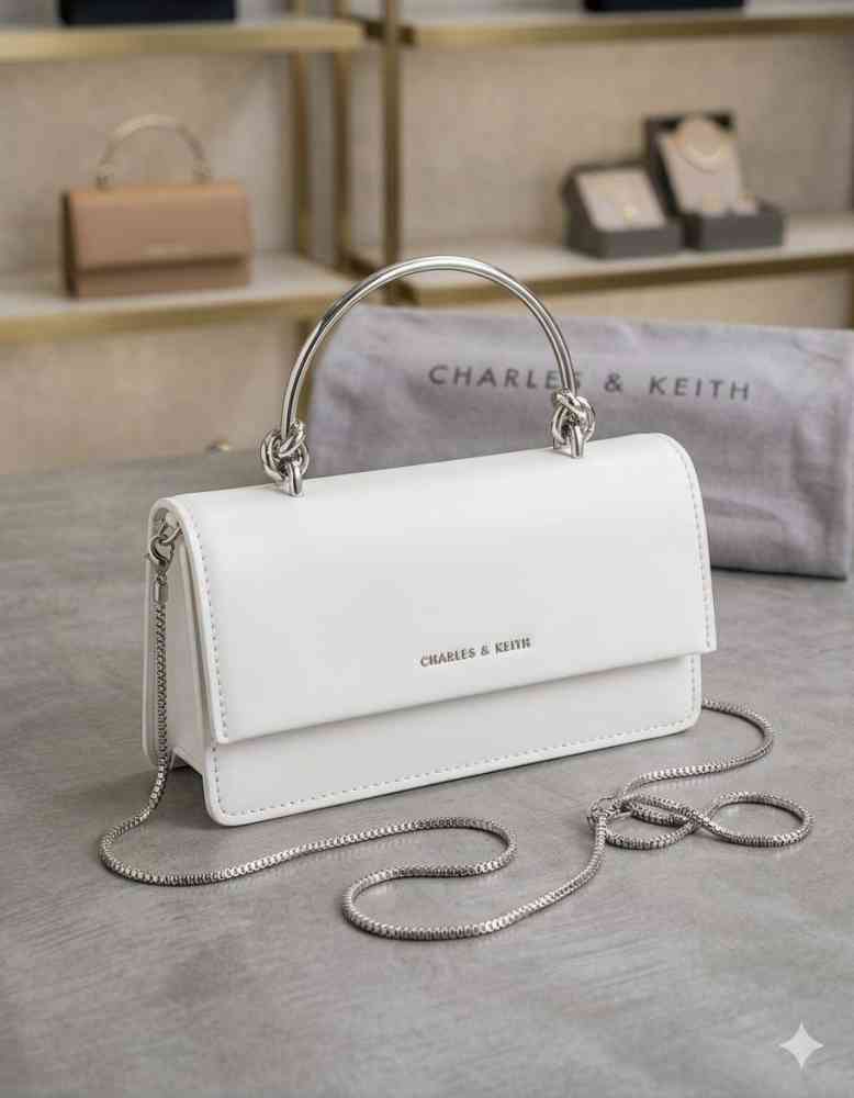 Charles & Keith Kerry White Mini Wallet Bag-thumb-0