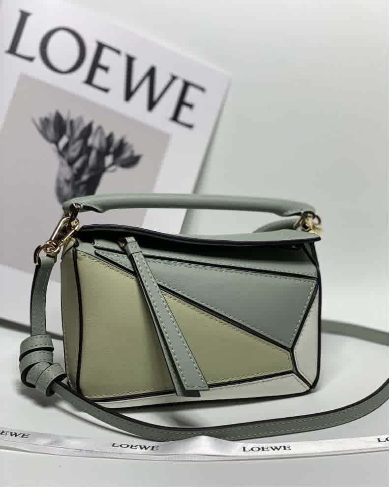 Loewe Green Leather Mini Puzzel Handbag-thumb-0