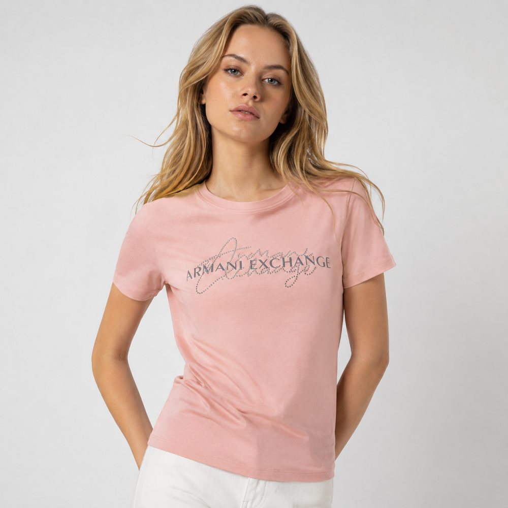 Armani Exchange Pink Premium Quality Women T-shirt-thumb-0