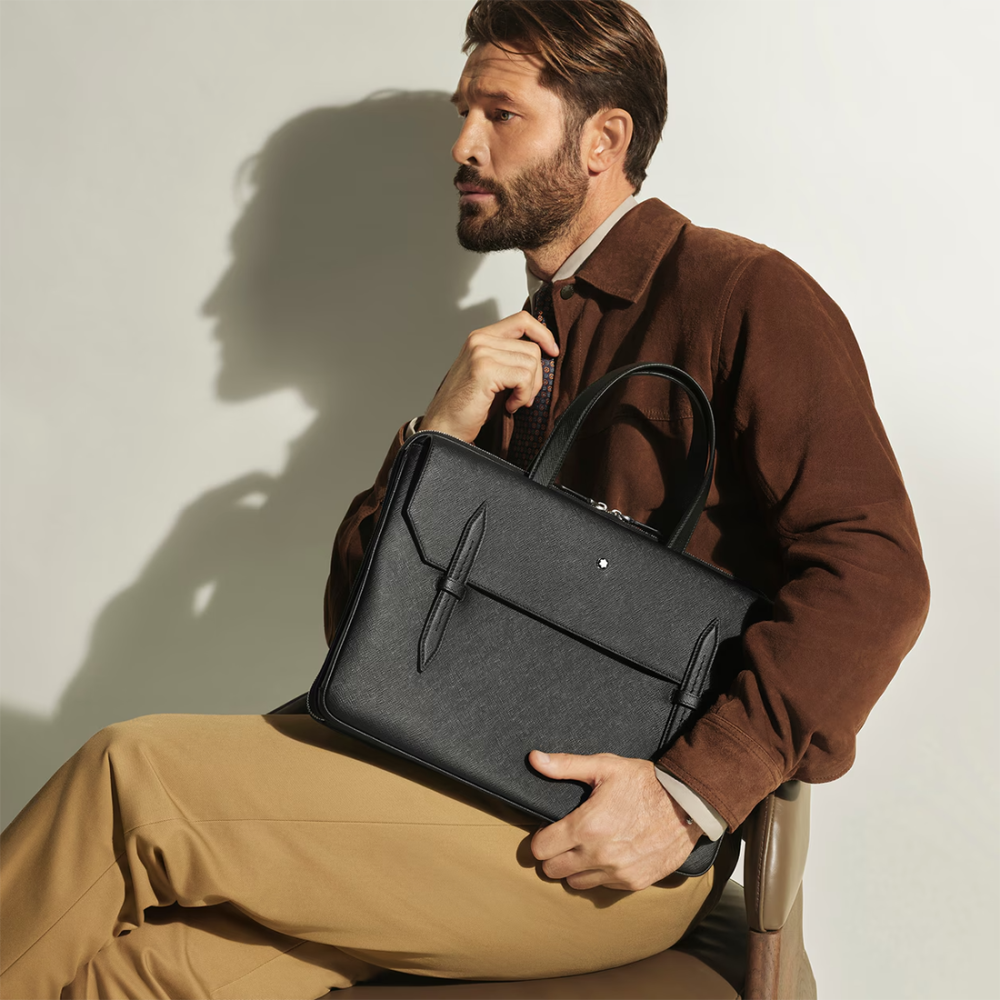 Montblanc Black Sartorial Leather Thin Briefcase-thumb-6