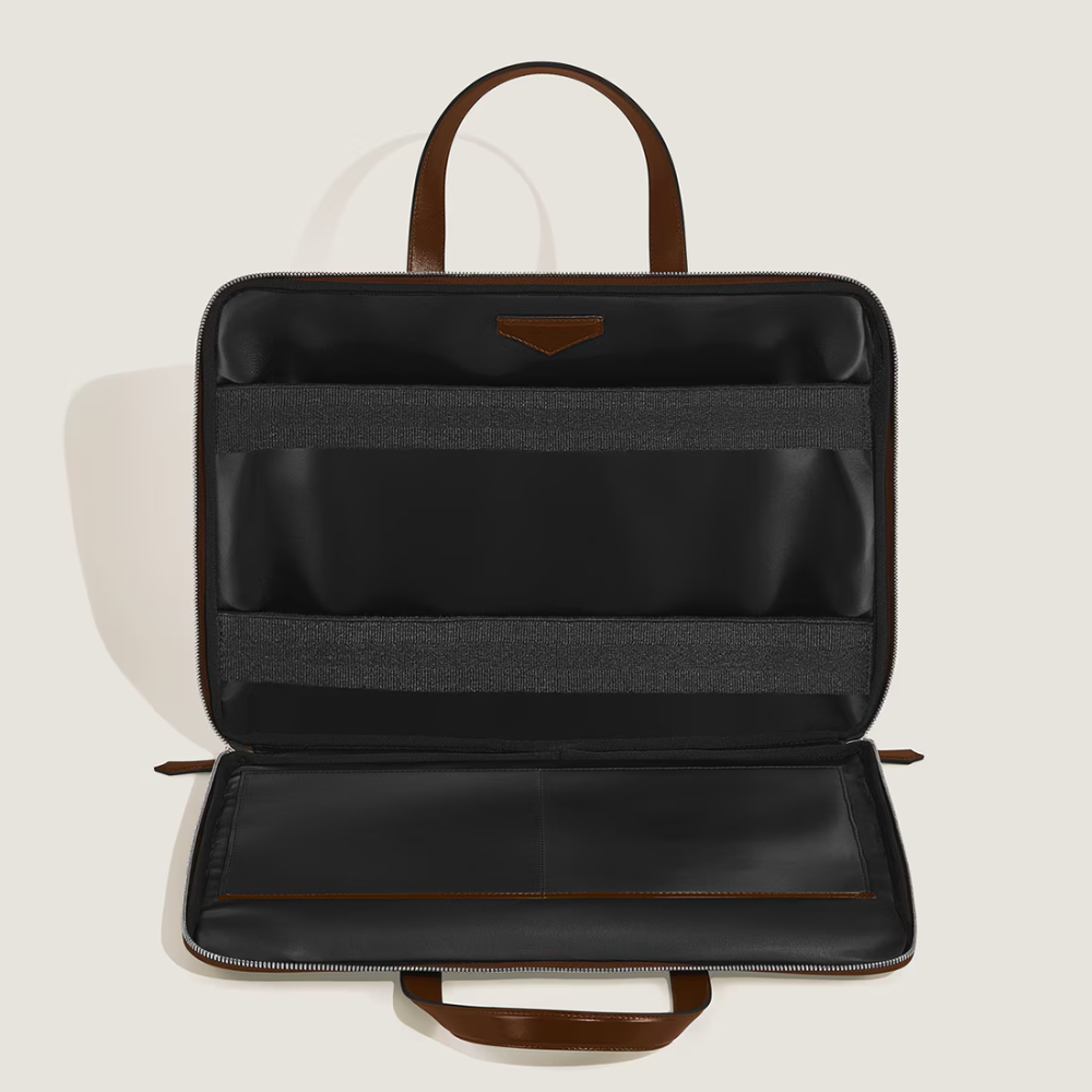 Montblanc Brown Sartorial Leather Thin Briefcase-thumb-6