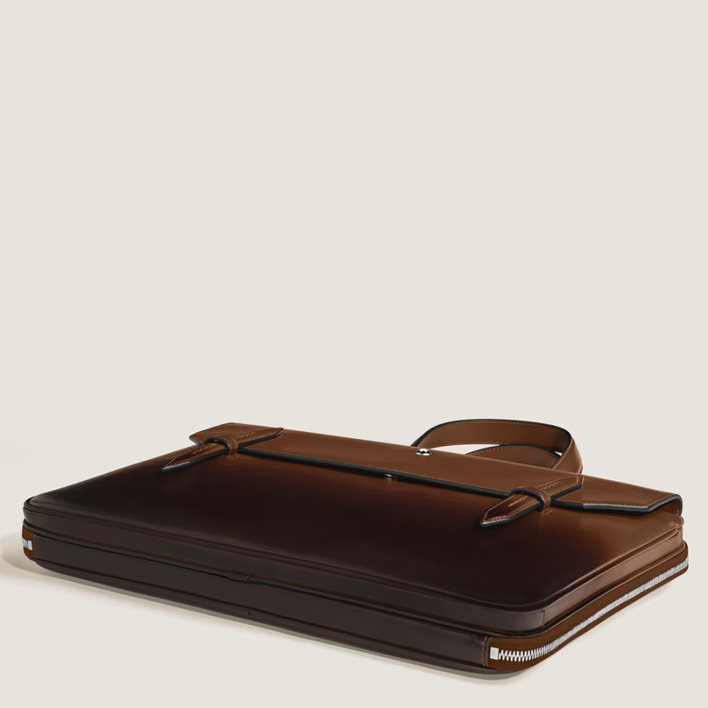 Montblanc Brown Sartorial Leather Thin Briefcase-thumb-2