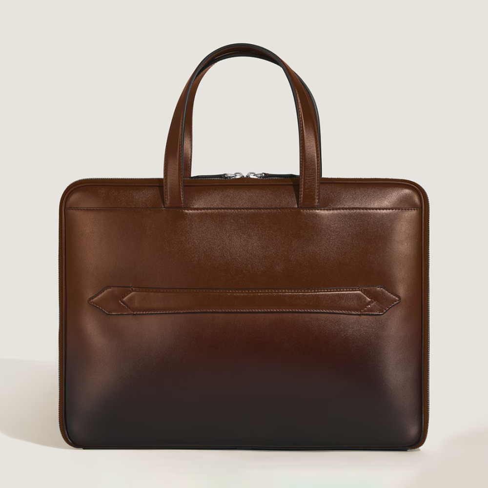 Montblanc Brown Sartorial Leather Thin Briefcase-thumb-1