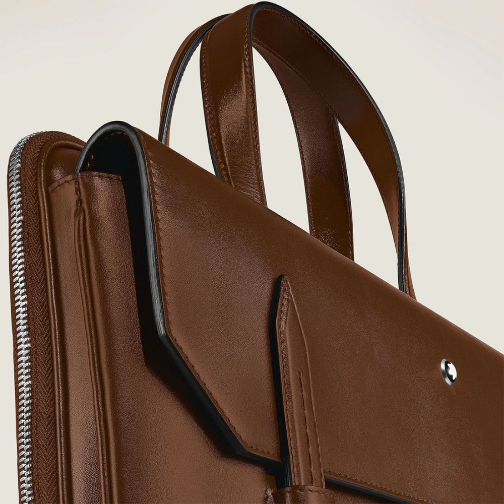 Montblanc Brown Sartorial Leather Thin Briefcase-thumb-4