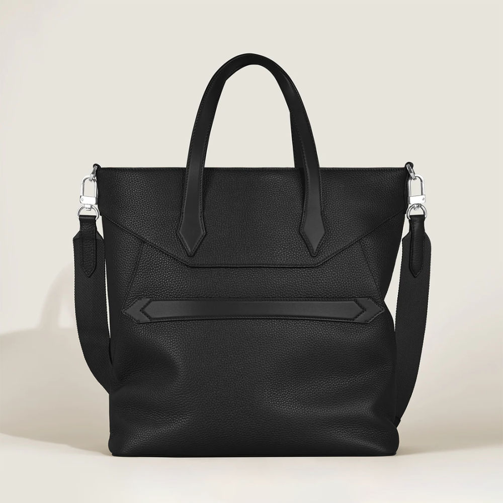 Montblanc Black Leather Envelope Tote Bag-thumb-1