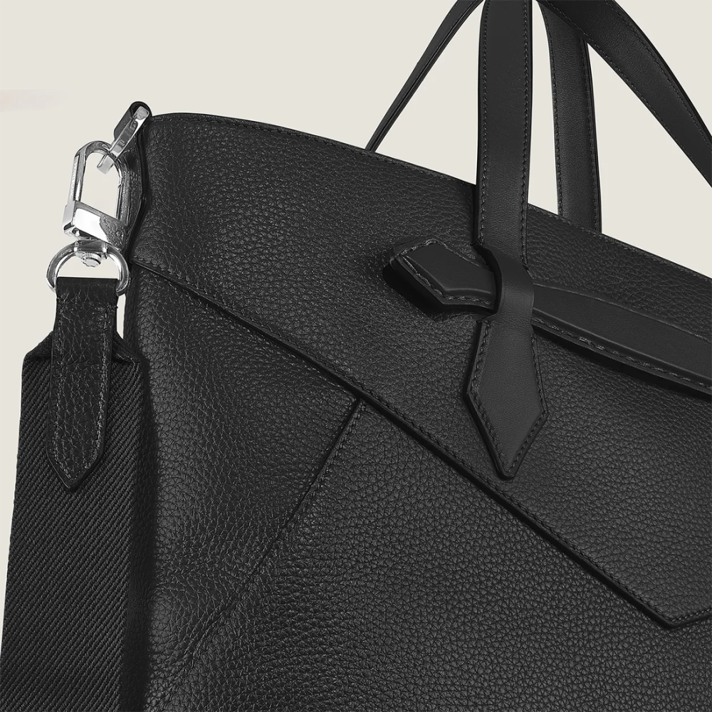 Montblanc Black Leather Envelope Tote Bag-thumb-6