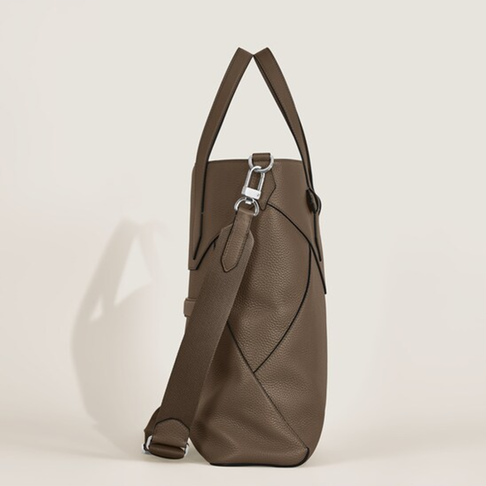 Montblanc Brown Leather Envelope Tote Bag-thumb-2