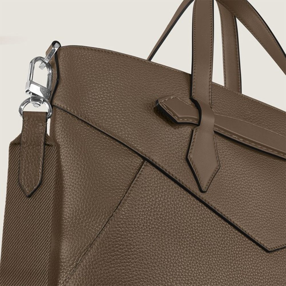 Montblanc Brown Leather Envelope Tote Bag-thumb-5
