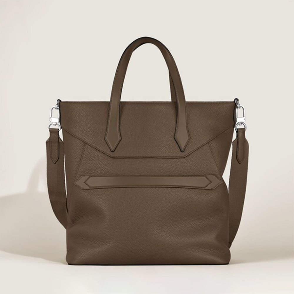 Montblanc Brown Leather Envelope Tote Bag-thumb-1