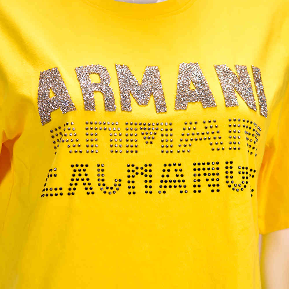 Armani Exchange Yellow Premium Quality Women T-shirt-thumb-1