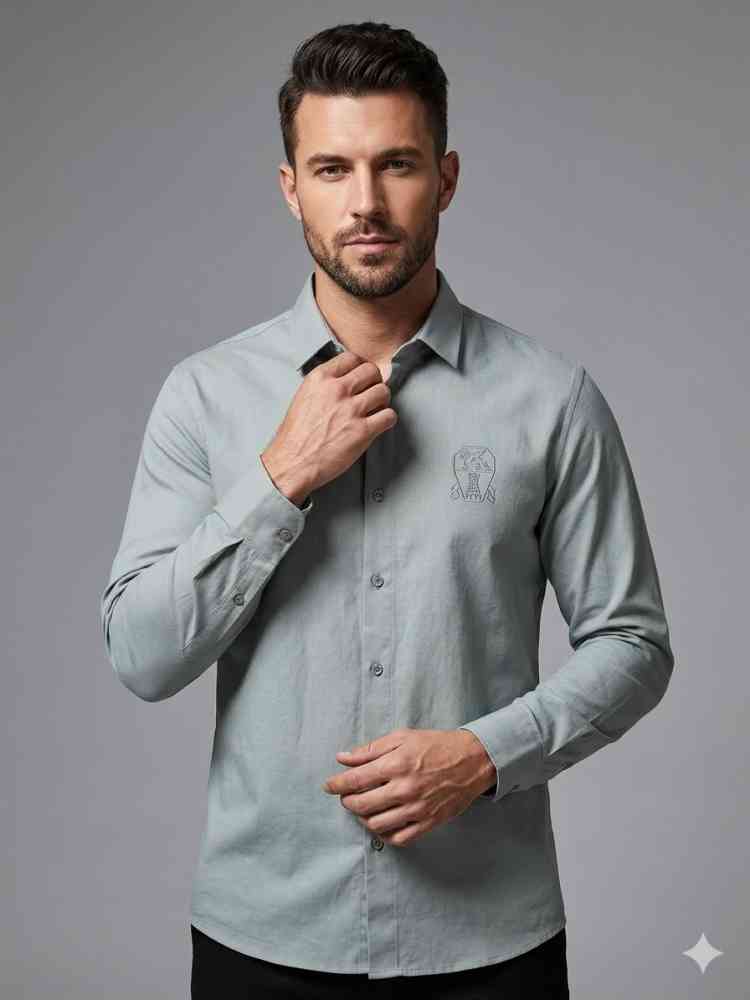 Brunnello Cucinelli Grey Premium Cotton Shirt-thumb-0