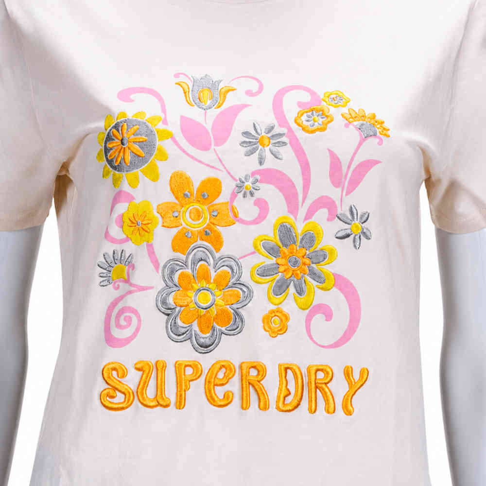 Superdry Cream Premium Quality Women T-shirt-thumb-3