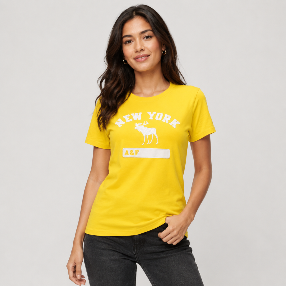 Abercrombie Yellow Premium Quality Women T-shirt-thumb-0