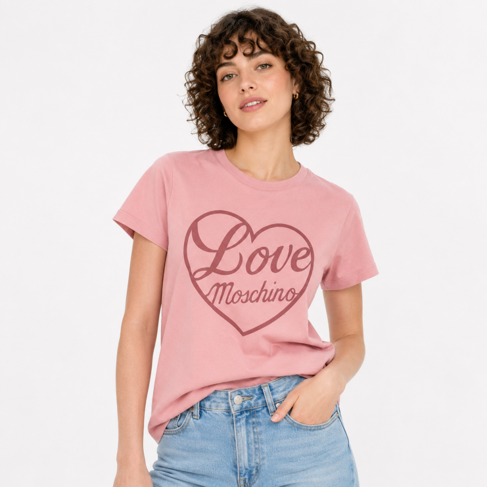Pink Moschino White Premium Quality Women T-shirt