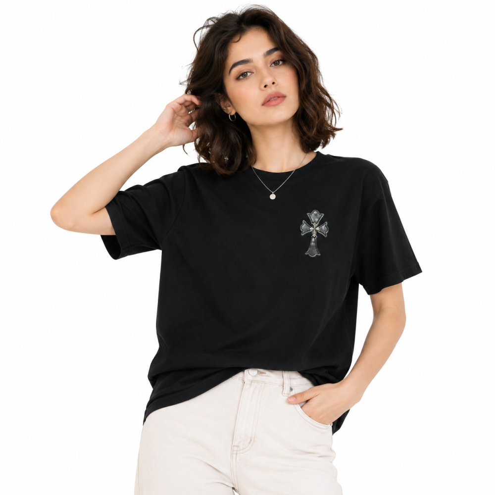 Black Chrome Heart White Premium Quality T-Shirt