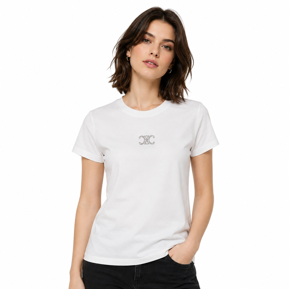 White Celine Black Premium Quality Women T-shirt