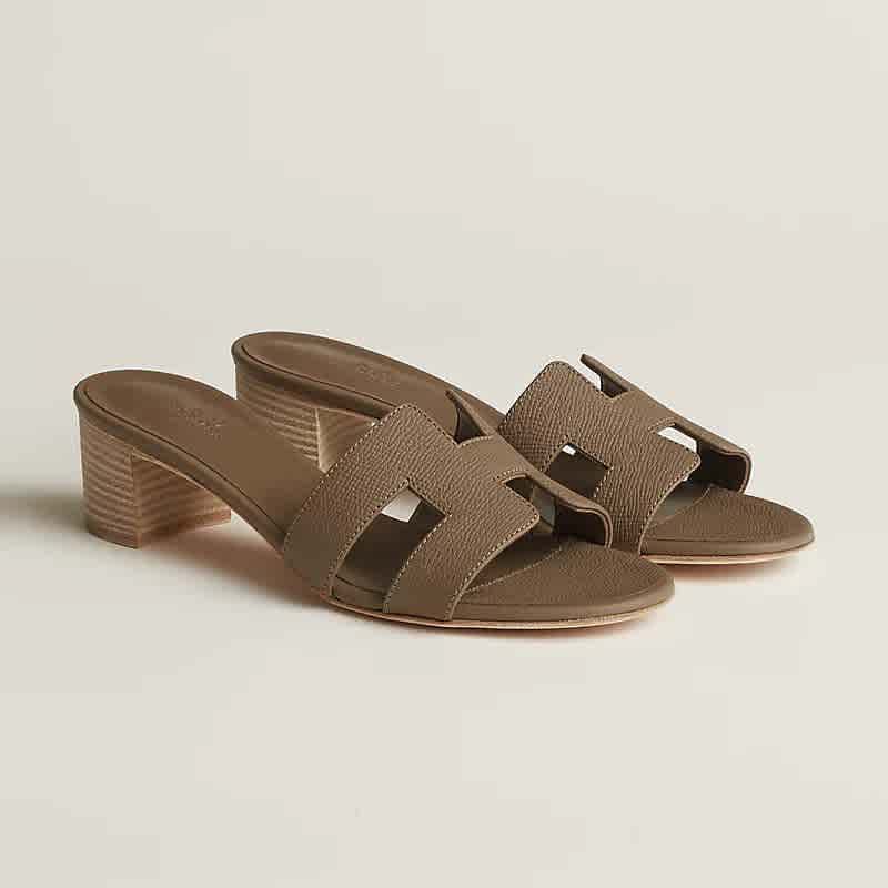 Beige Hermes Oasis White Heel Sandal