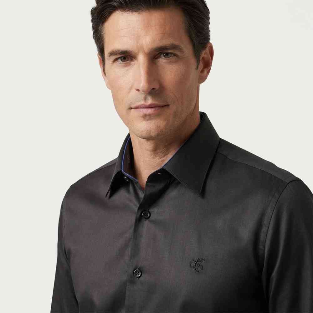Black Canali Beige Premium Cotton Shirt