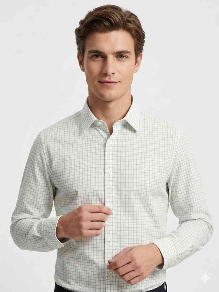 White Zegna Grey Premium Qaulity Cotton Shirt