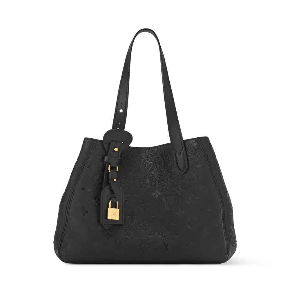 Black Louis Vuitton Solid Shades Embossed Neverfull Green Tote Bag