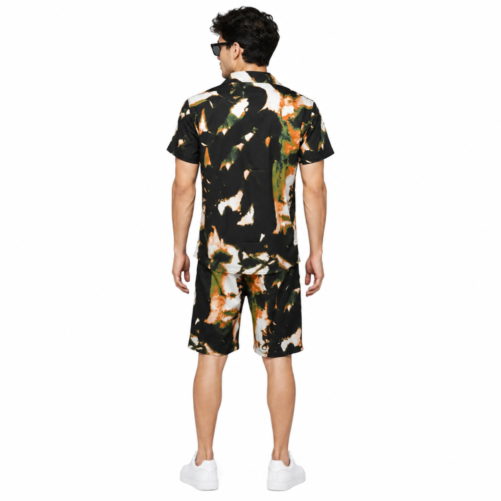 Amiri Fashion Printing Premium Quality Men's Short Sleeve Shirt & Shorts Combo-thumb-1