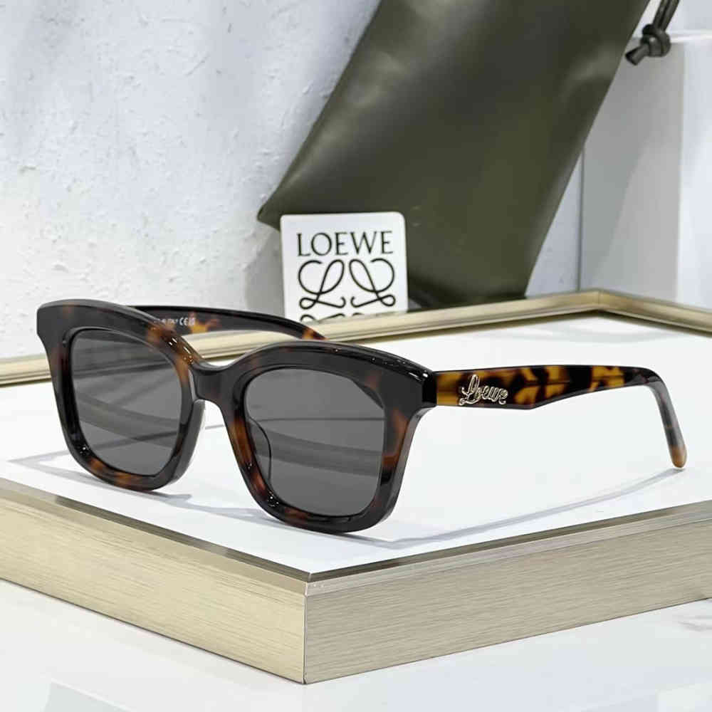 Brown Loewe Square Script Logo Black Sunglasses LW40131I