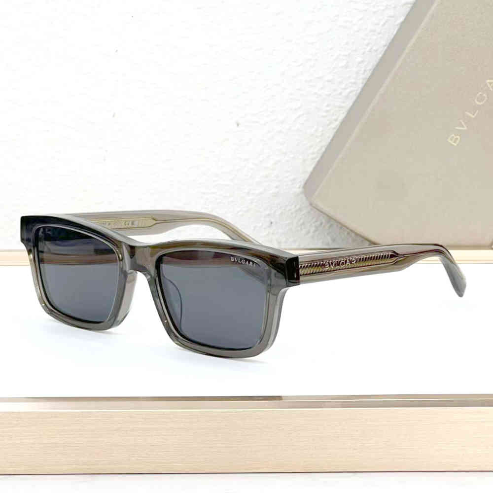 Dark Grey Bvlgari Men's Rectangular Black Sunglasses