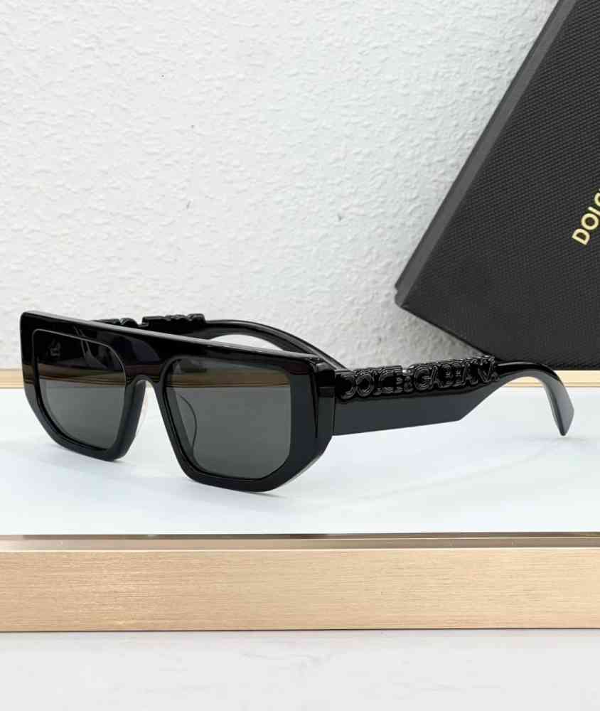 Black Dolce & Gabbana DG Logo Rectangular Black & Brown Sunglasses DG 6203