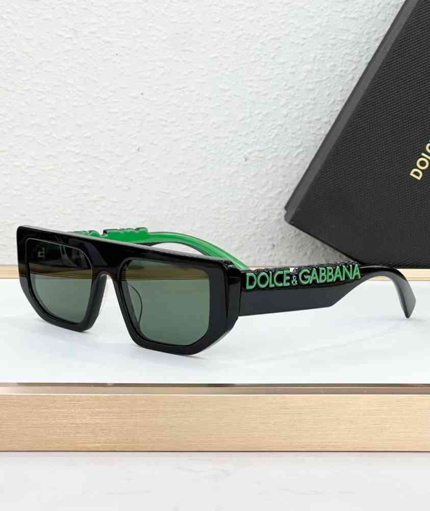 Black & Green Dolce & Gabbana DG Logo Rectangular Black & Brown Sunglasses DG 6203