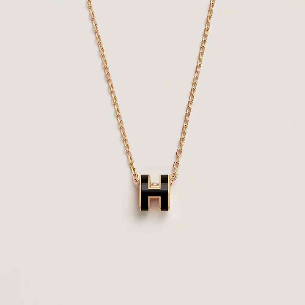 Hermès Mini Pop Black H Pendant Necklace
