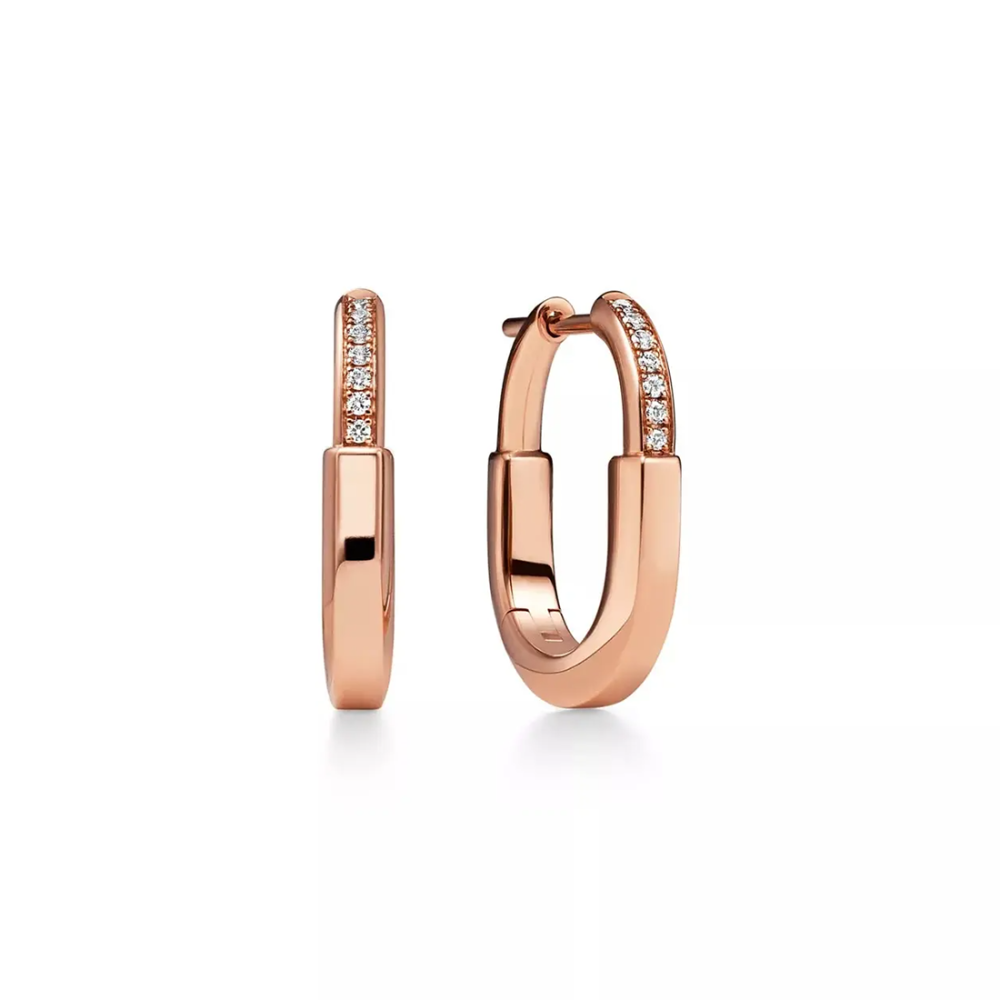 Tiffany Lock Small 18k Rose Gold With Diamond Earrings