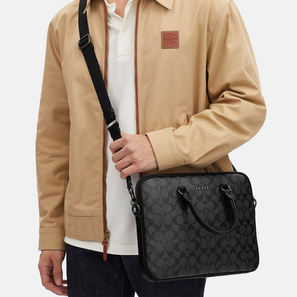 Coach Liam Compact in Signature Canvas Laptop Bag-thumb-4