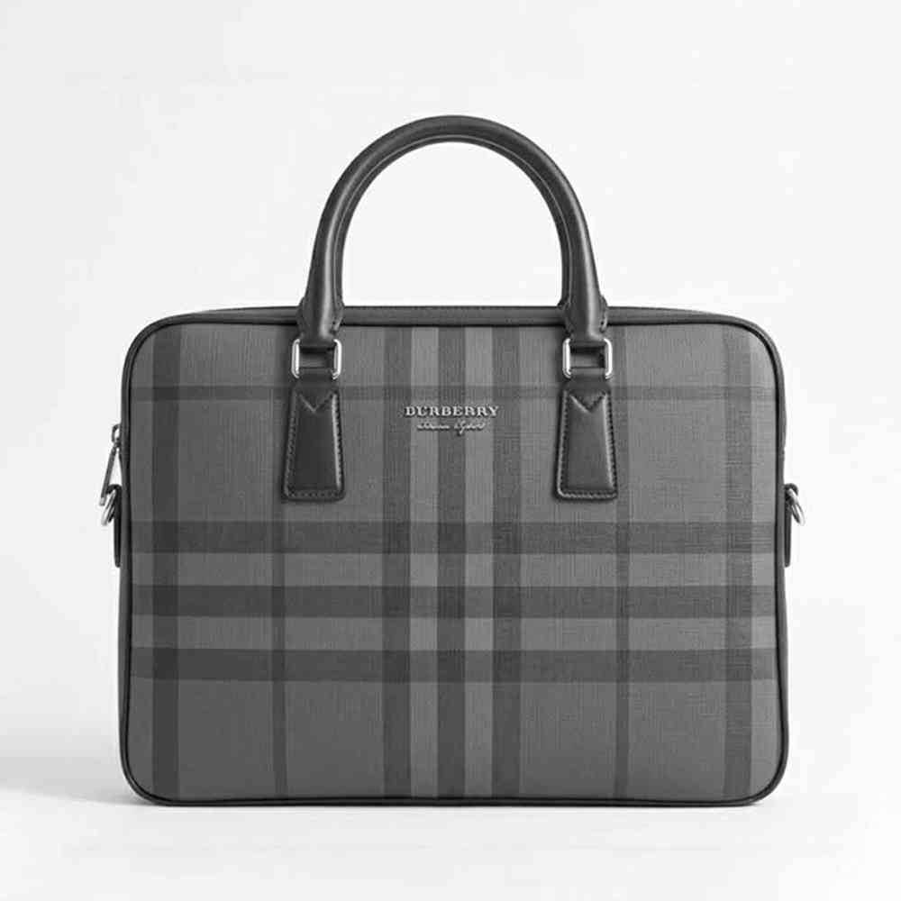 Burberry Ainsworth Grey Check Briefcase-thumb-0