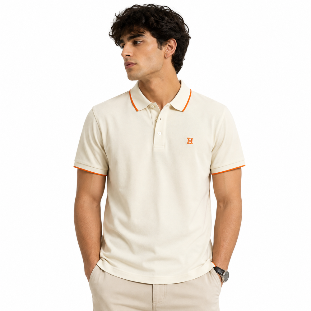 Hermès H Logo Cream Polo T-shirt