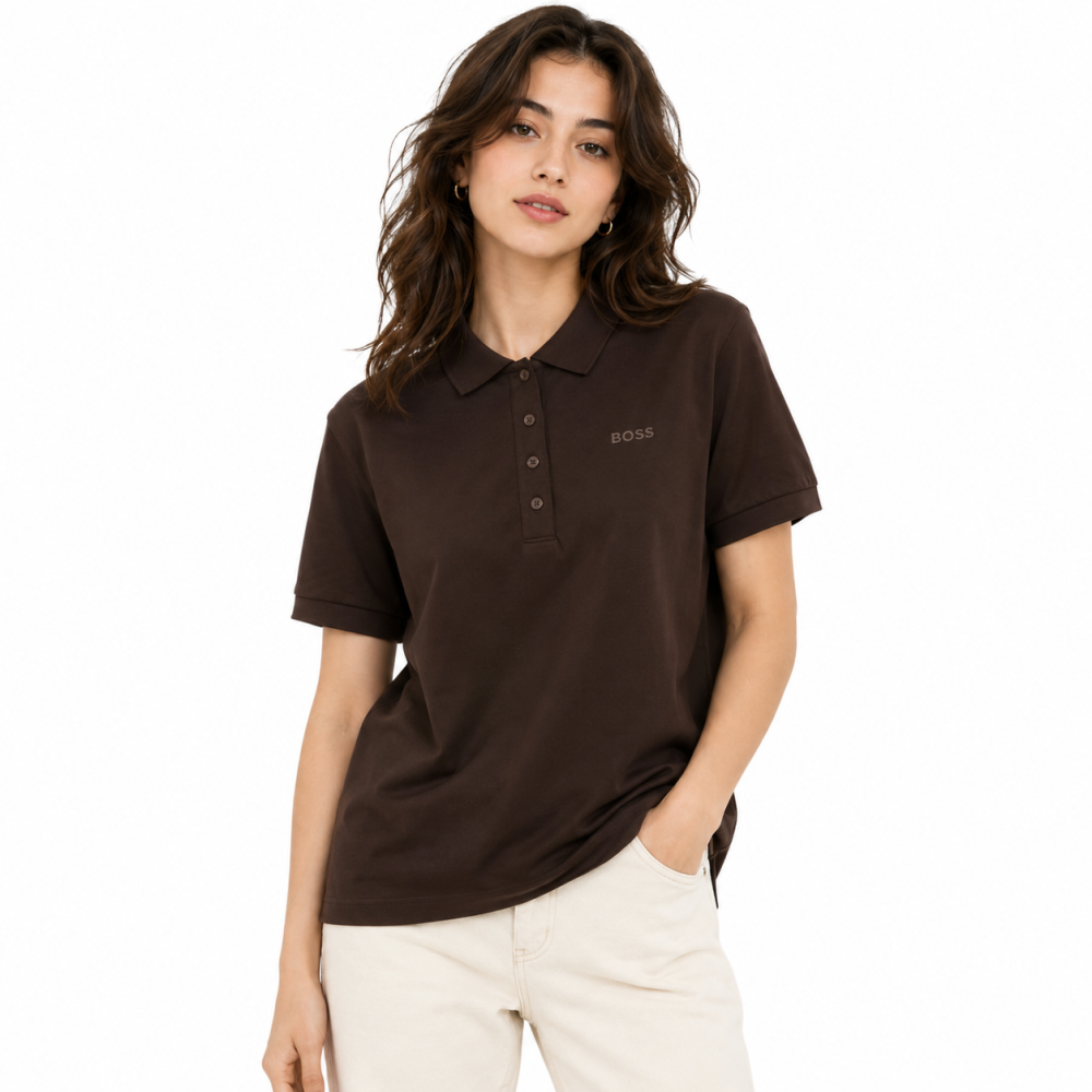 Dark Brown BOSS Black Premium Quality Women T-shirt