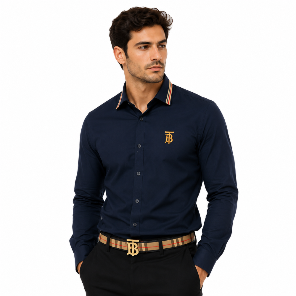 Blue Burberry Rose Premium Quality Shirt