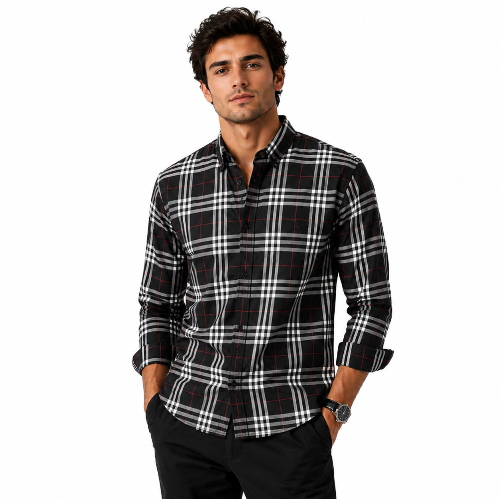 Black Burberry Brown Check Premium Quality Shirt