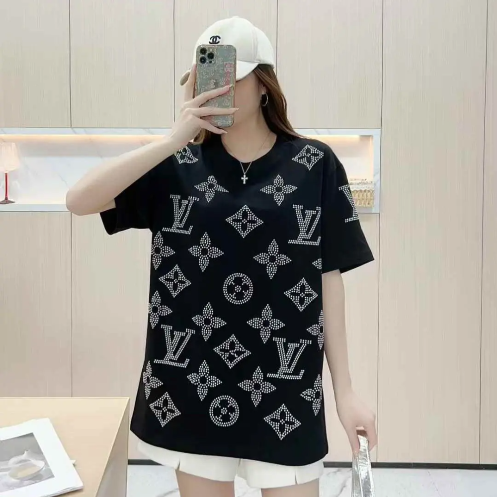 Black Louis Vuitton White Premium Quality T-Shirt